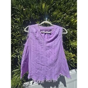 Soft Surroundings Tank Top 100% Cotton Moroccan Dainty Details Boho Cottagecore